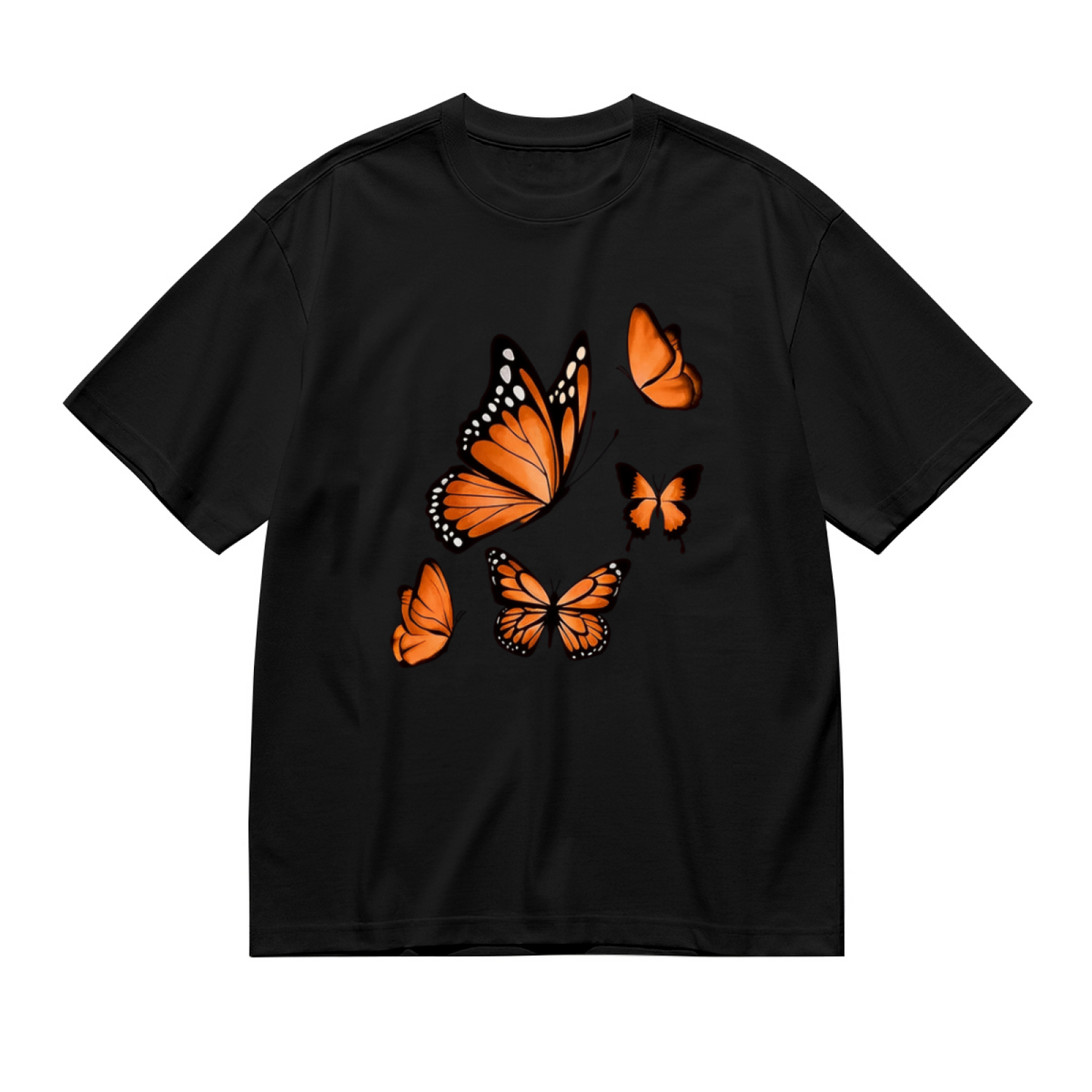 Stunning Bright Red Butterfly Art Black Casual T-Shirt