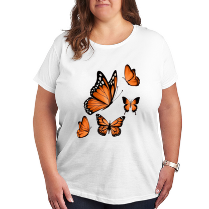 Stunning Bright Red Butterfly Art Black Casual T-Shirt