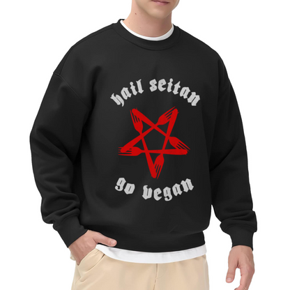 Hail Seitan Go Vegan Funny Vegan Activist Crewneck Sweatshirt