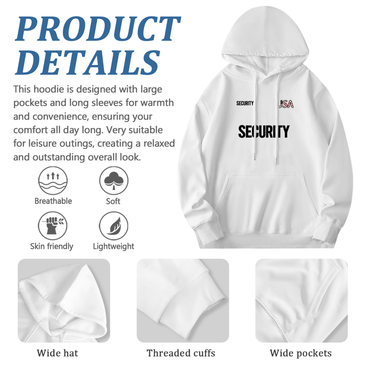 USA Security Theme Casual Statement Hoodie