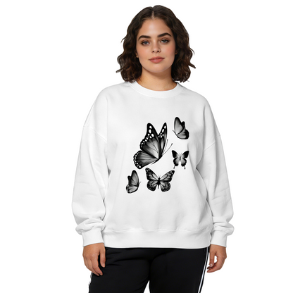 Monochrome Monarch Butterfly Art Graphic Crewneck Sweatshirt