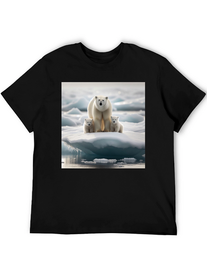 Polar Bear Family Black T-Shirt