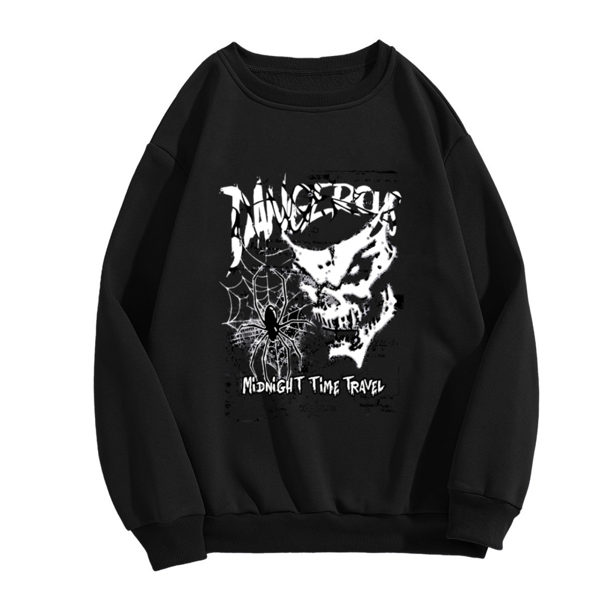 Dark Grunge Skull Spider Midnight Street Crewneck Sweatshirt