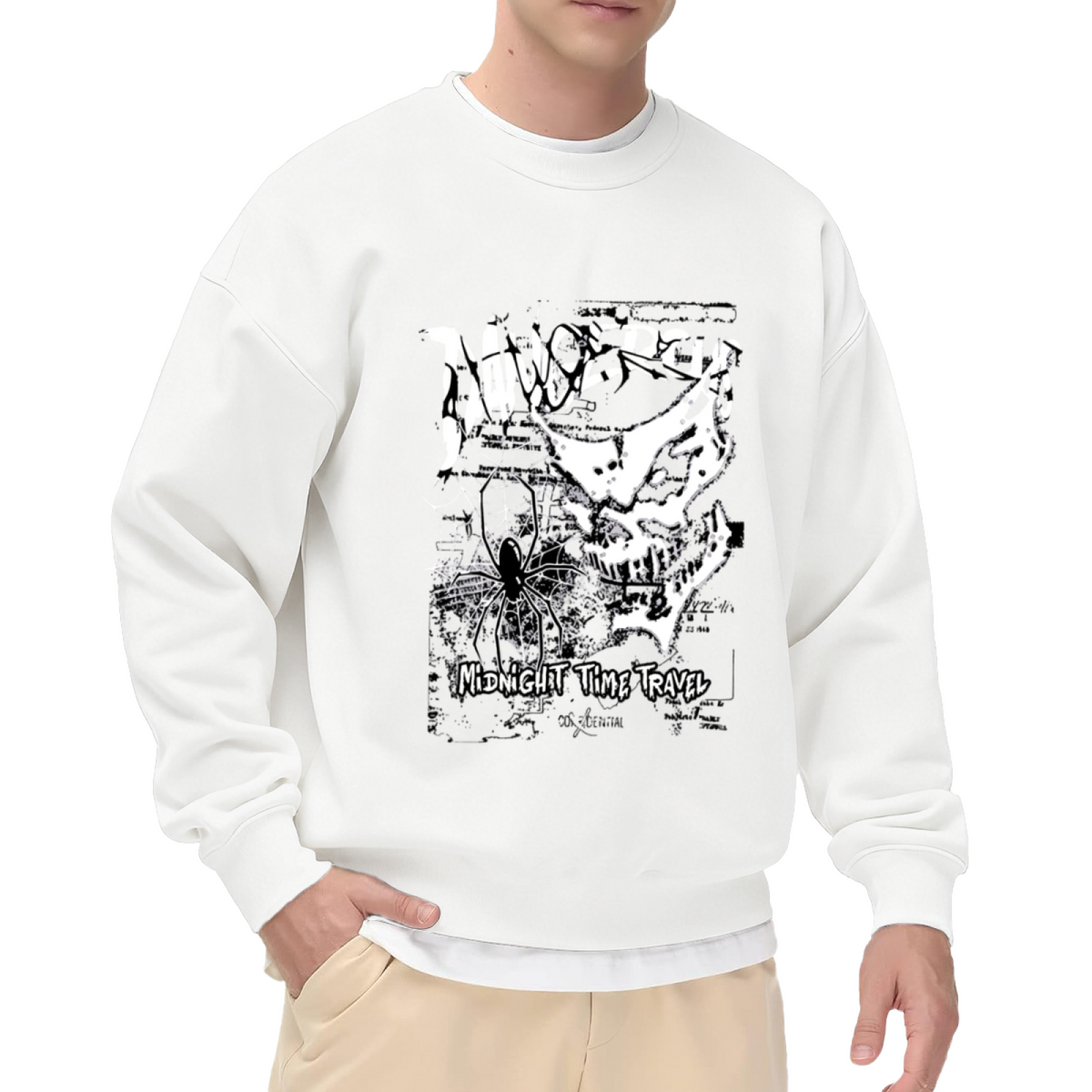 Dark Grunge Skull Spider Midnight Street Crewneck Sweatshirt