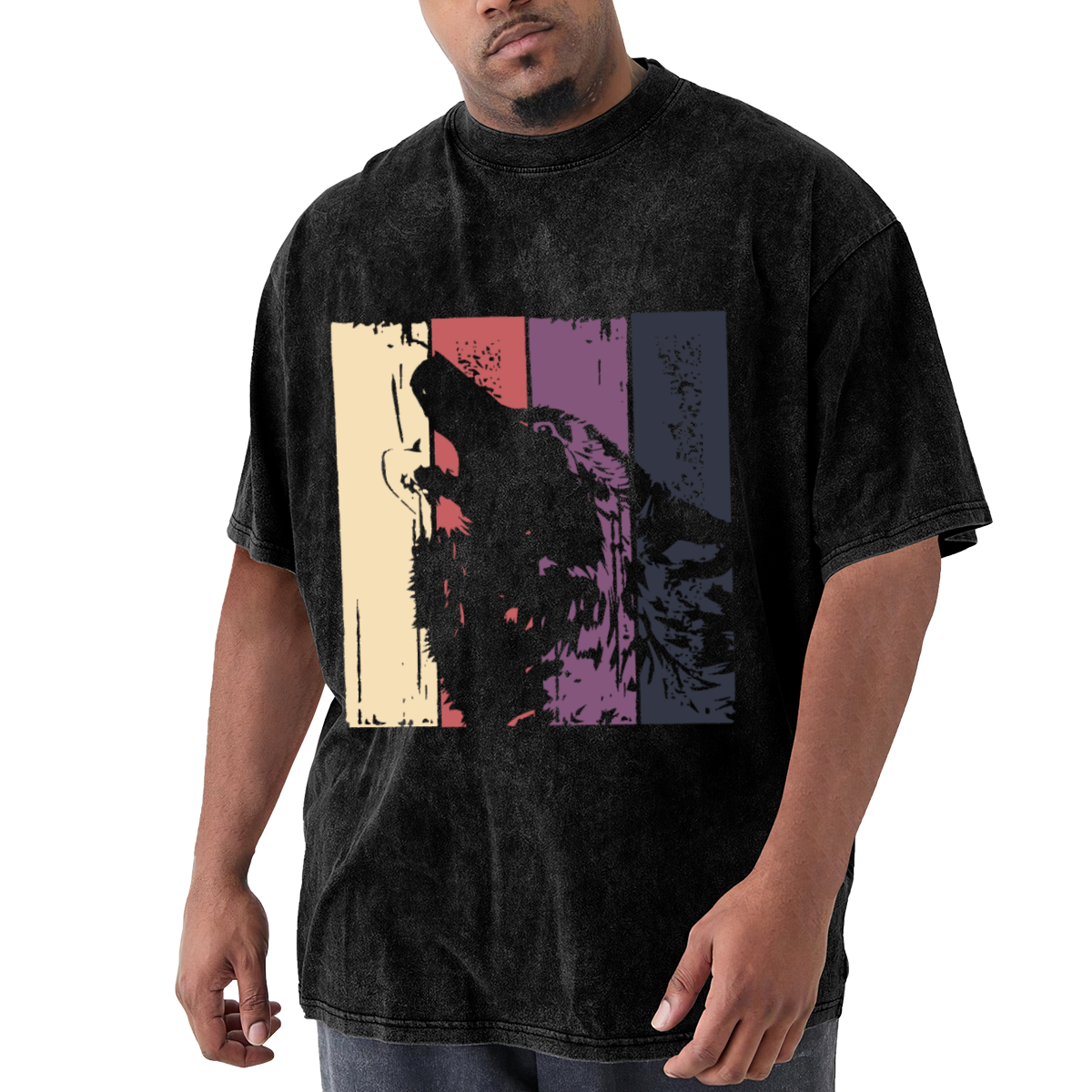 Retro Howling Wolf Silhouette