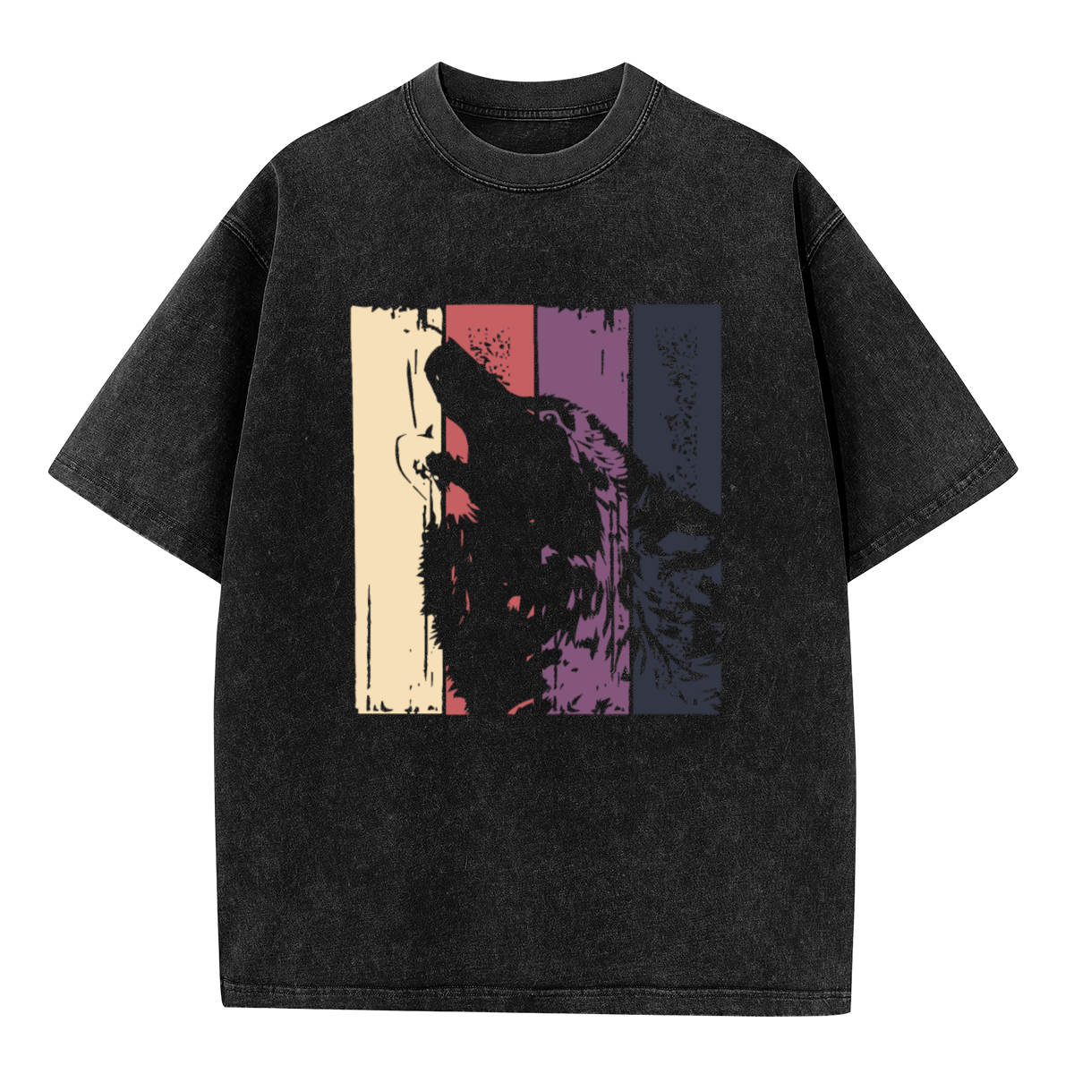 Retro Howling Wolf Silhouette