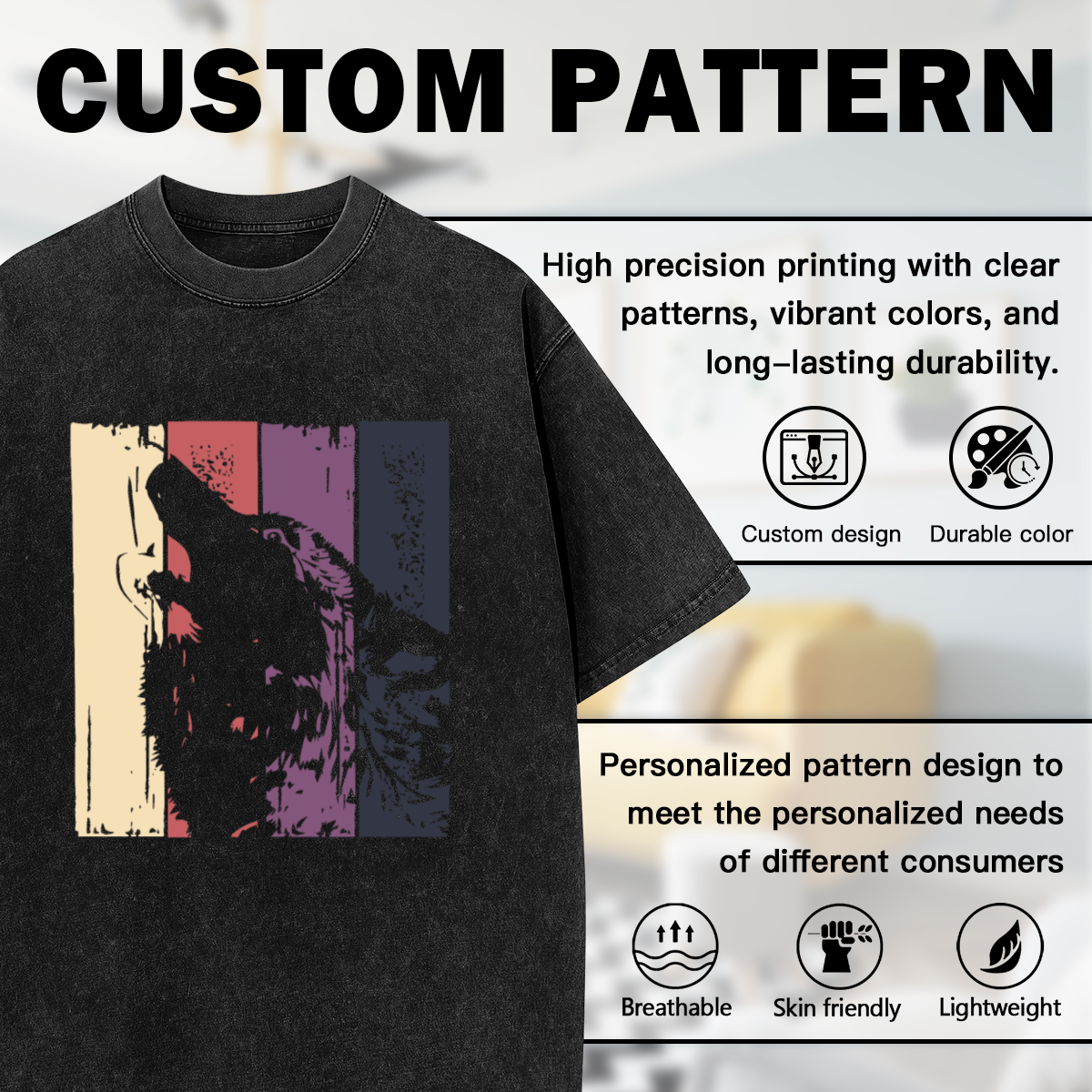 Retro Howling Wolf Silhouette