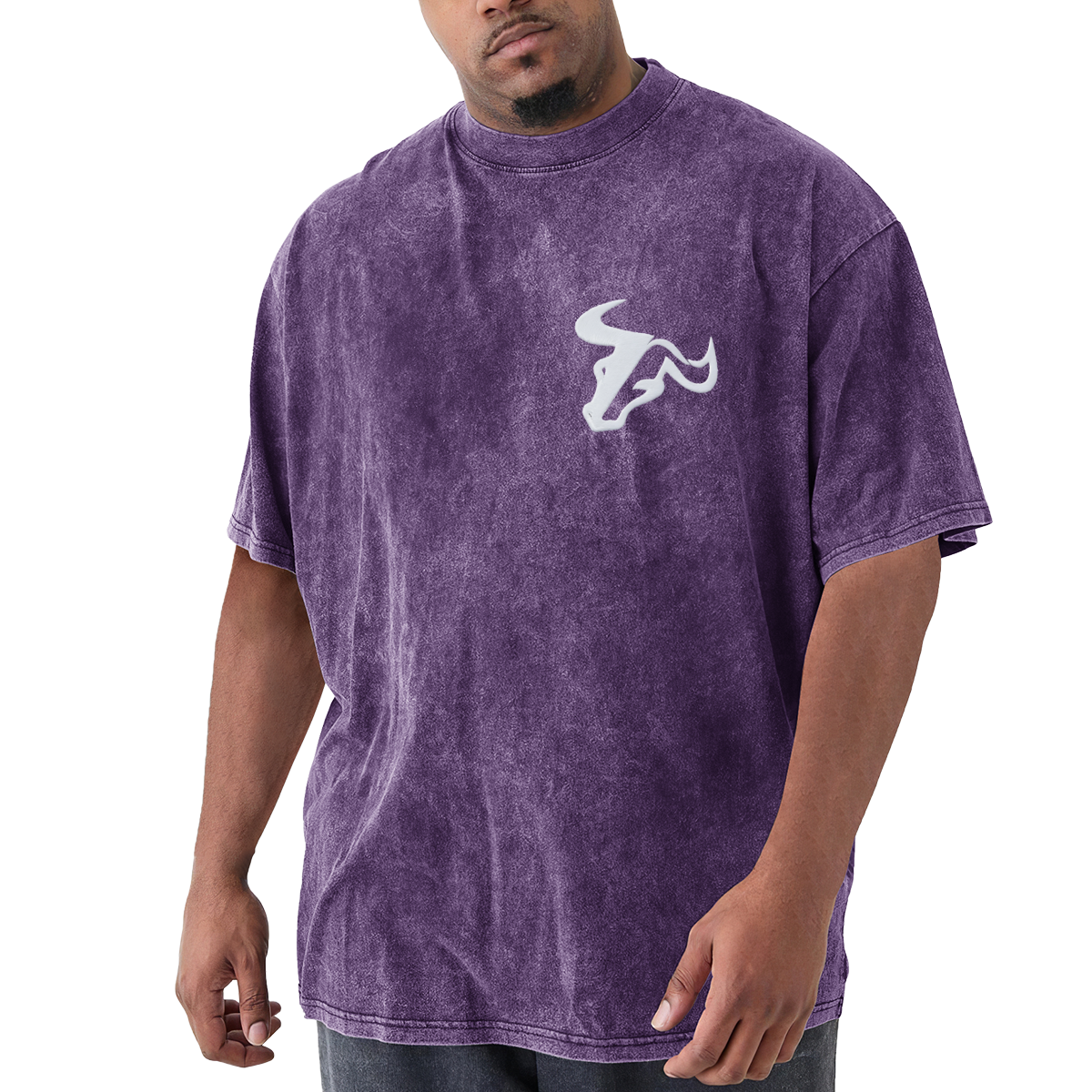 Simple White Bull Head Chest Logo