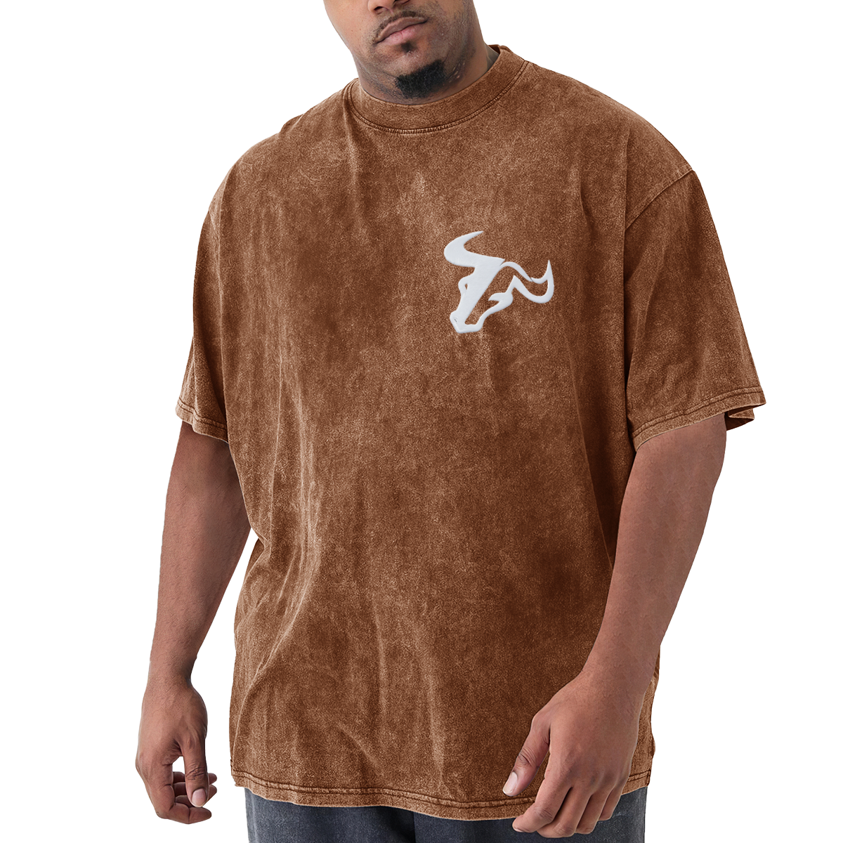 Simple White Bull Head Chest Logo