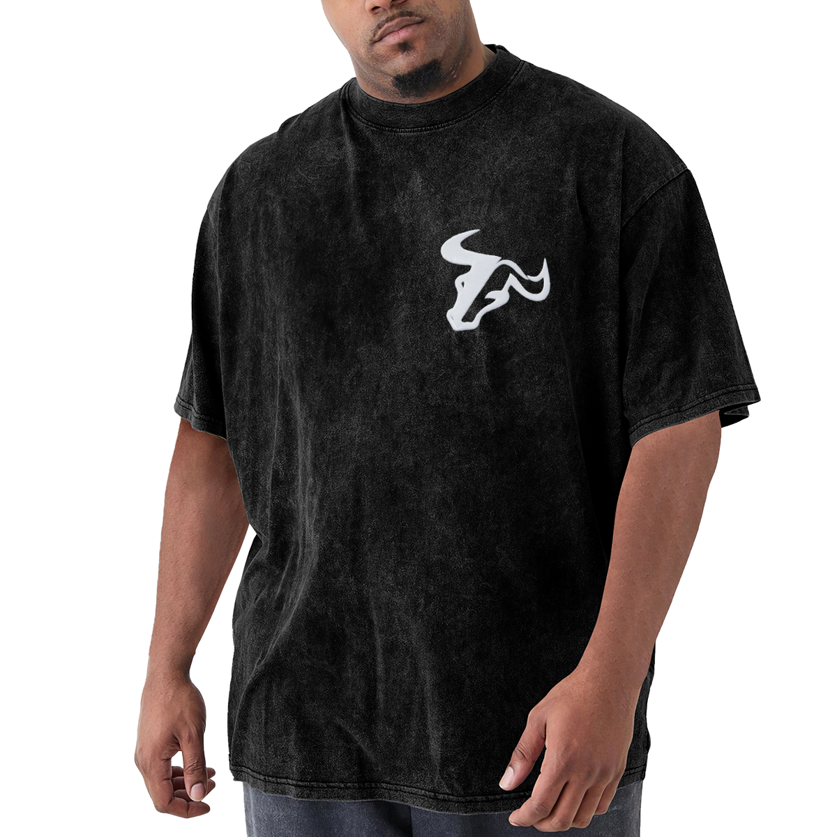 Simple White Bull Head Chest Logo