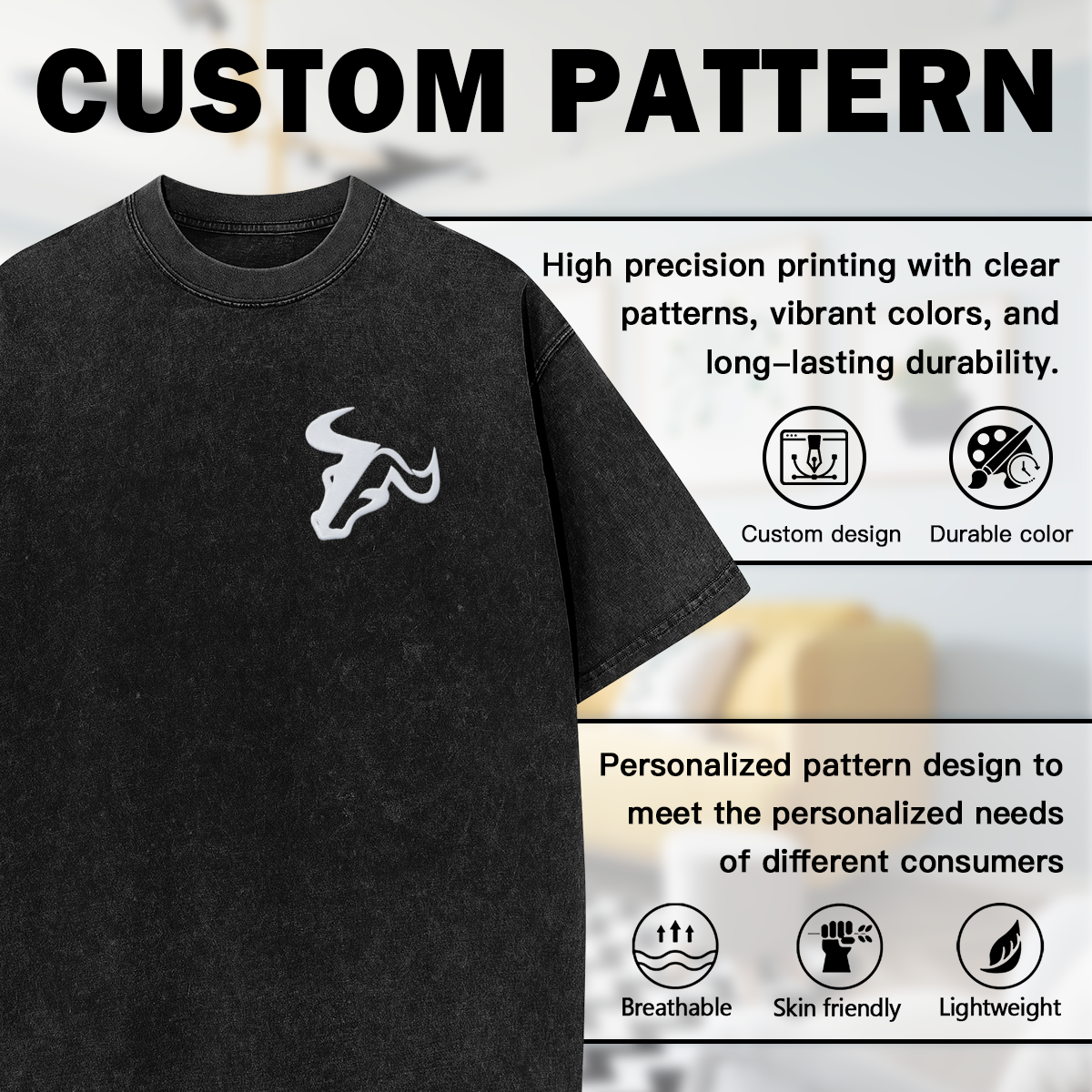 Simple White Bull Head Chest Logo