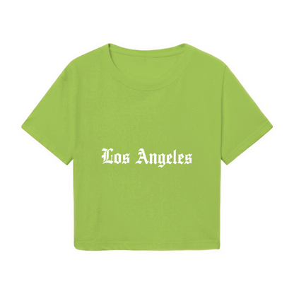 Gothic Old English Los Angeles Fresh Green Crop Top