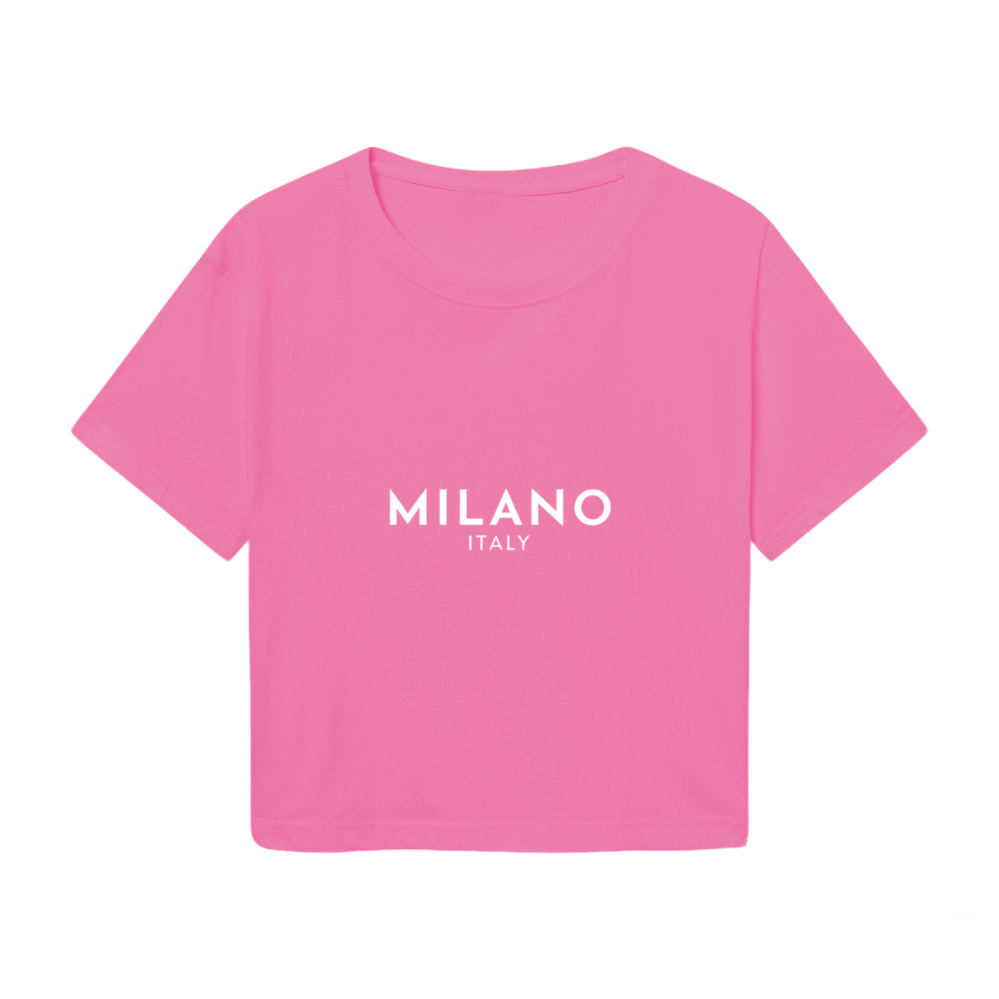 Milano Italy Minimal Hot Pink City Crop Tee