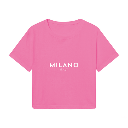 Milano Italy Minimal Hot Pink City Crop Tee
