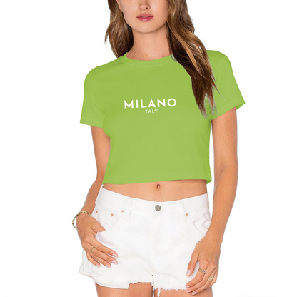 Milano Italy Minimal Hot Pink City Crop Tee