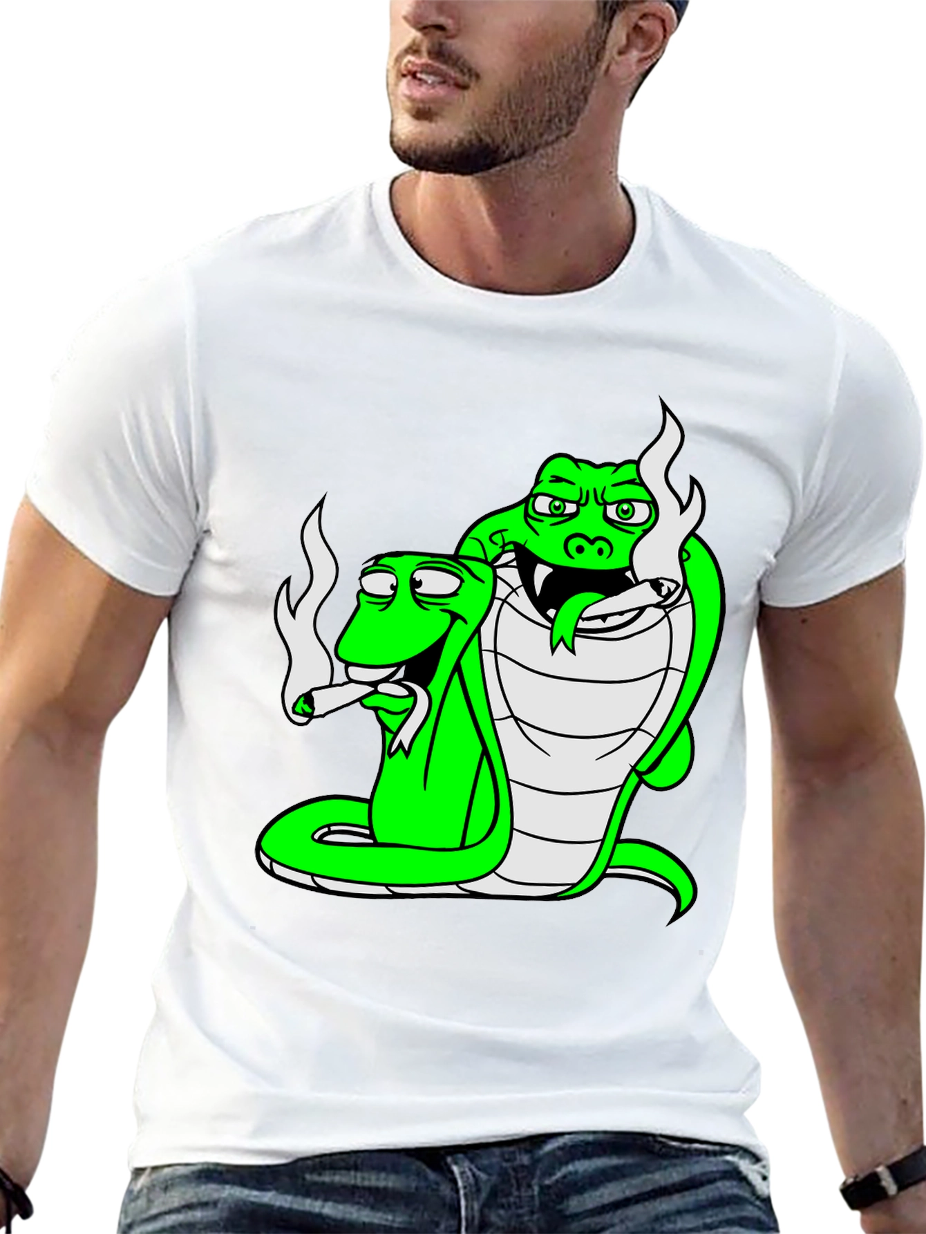 Cool Cobra Snakes Smoking Joint T-Shirt