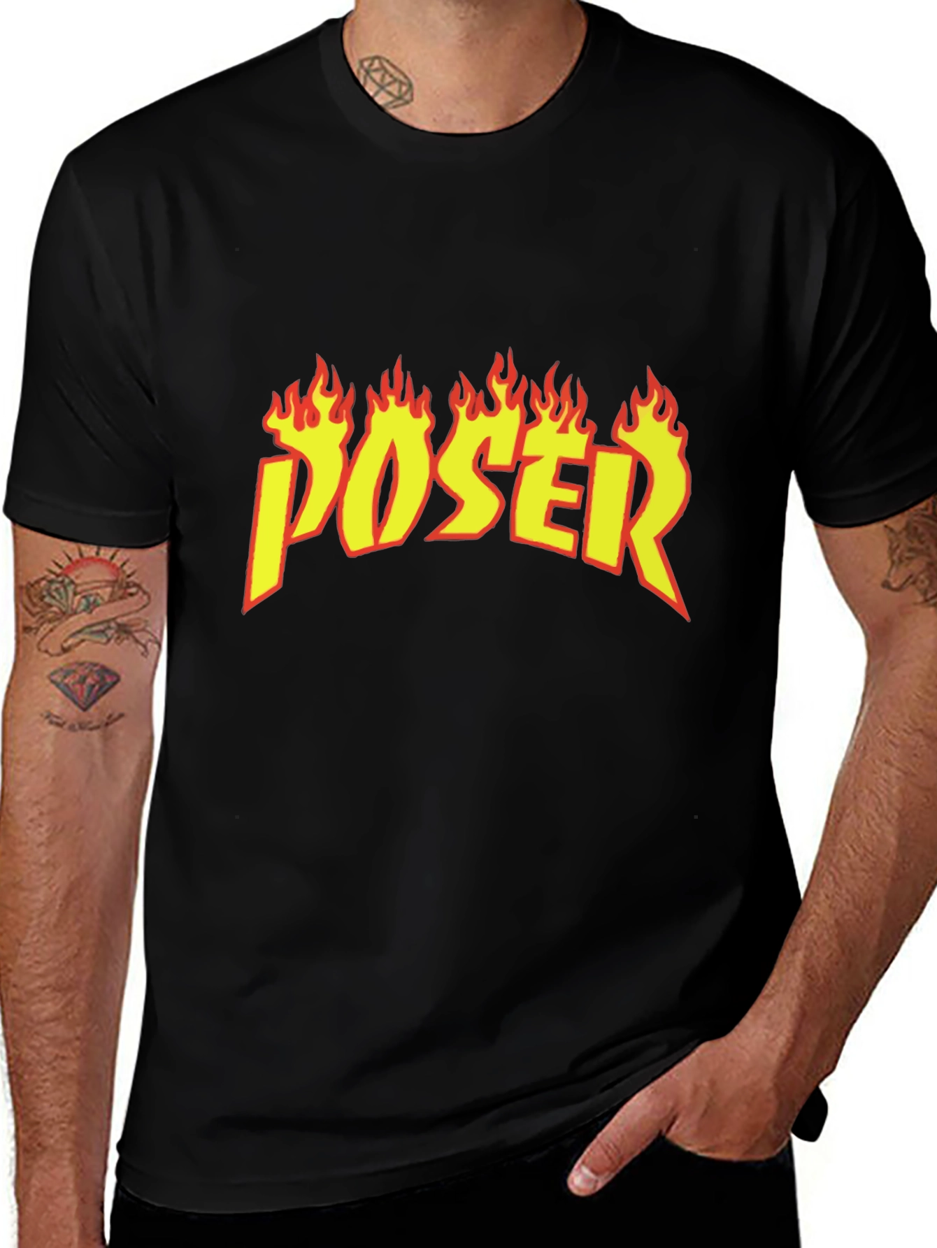 Poser Flame Graphic Black T-Shirt