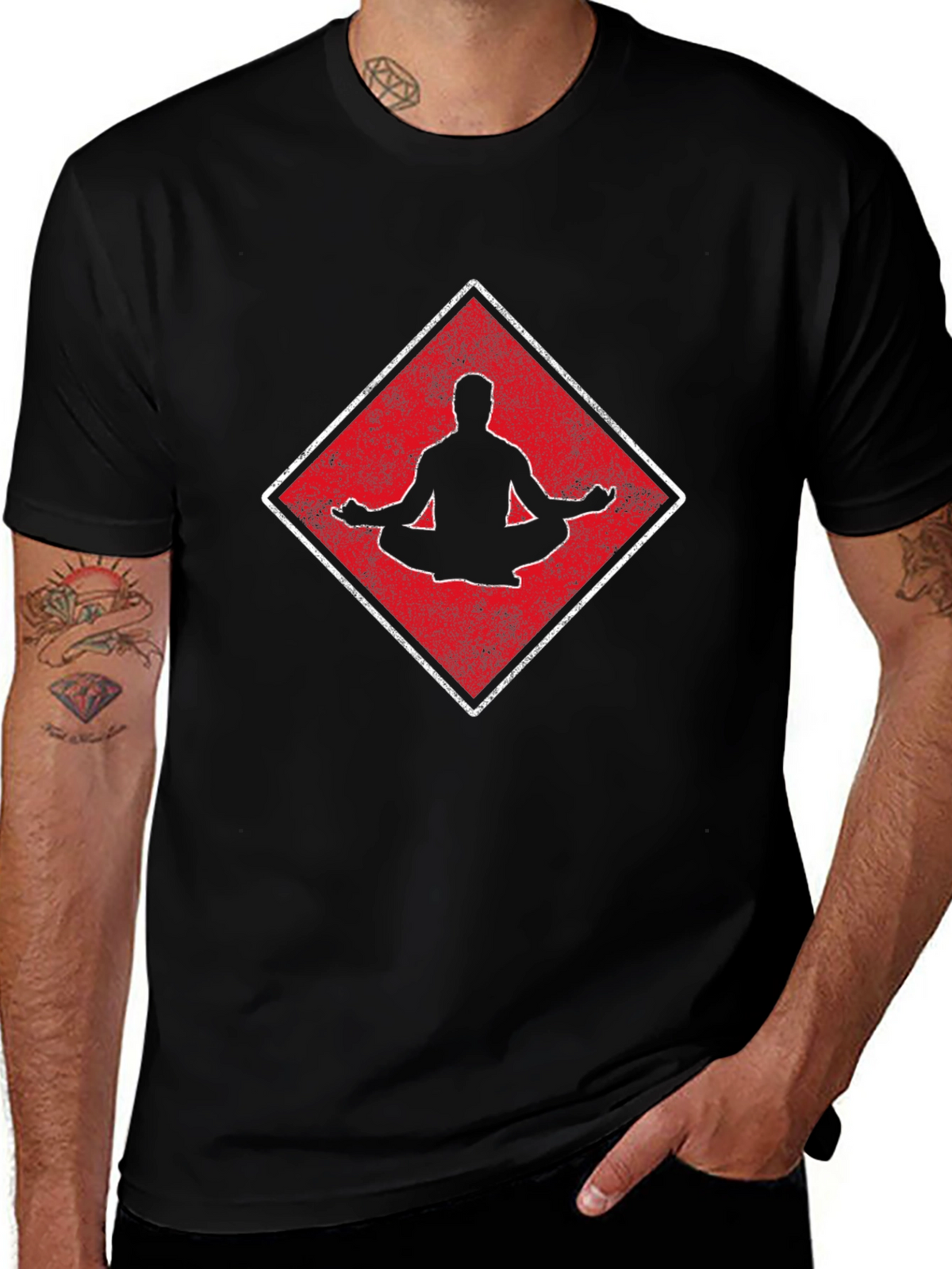 Meditate Zen Yoga T-Shirt - Mens Black Tee