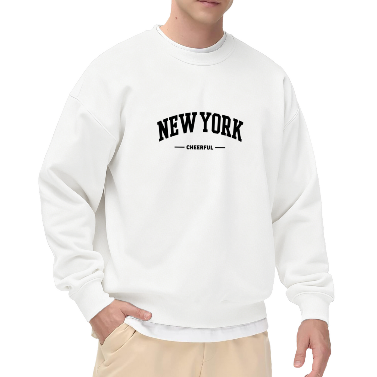 Retro NEW YORK Cheerful Letter Grey Crewneck Sweatshirt