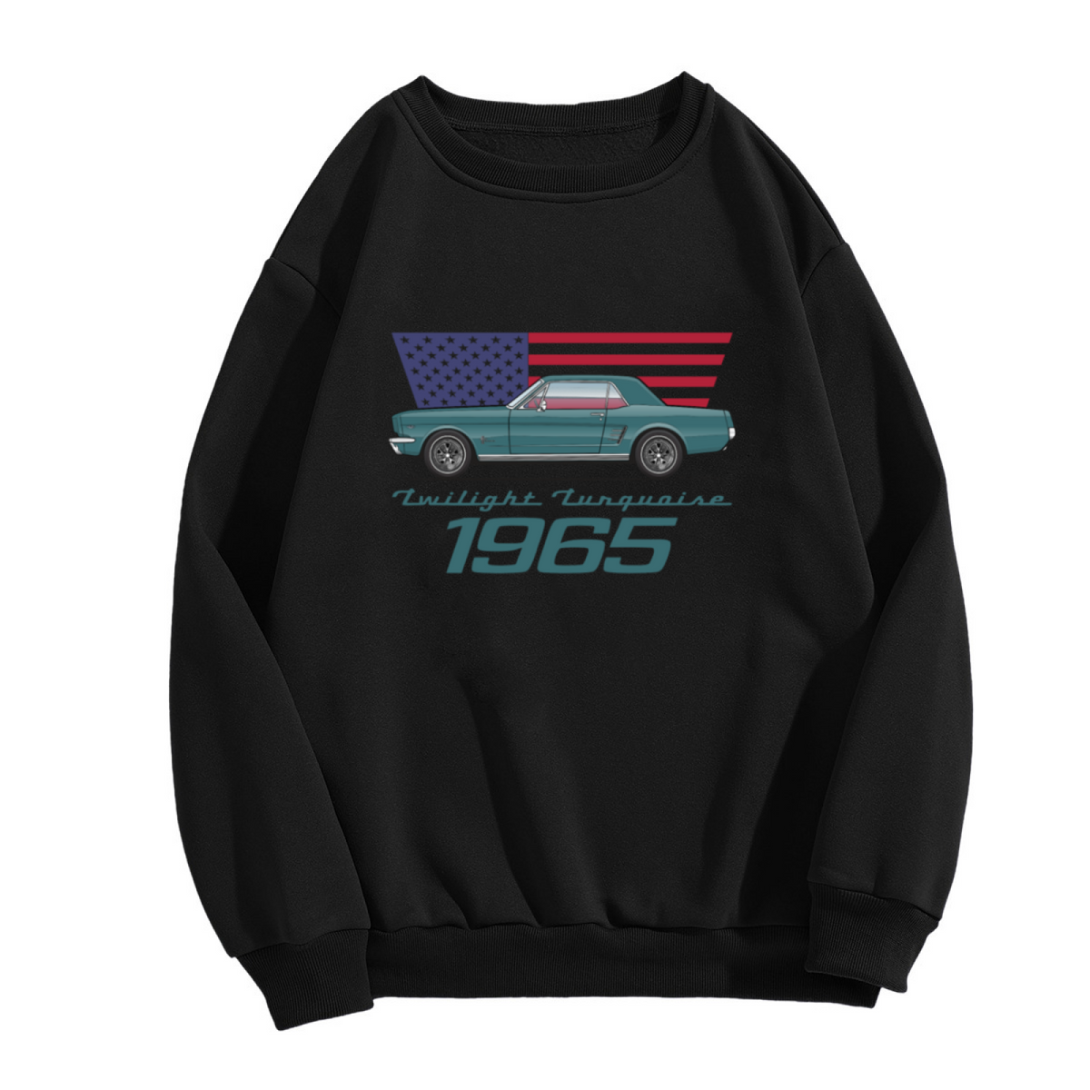 1965 Twilight Turquoise Classic Mustang Vintage Car Crewneck Sweatshirt