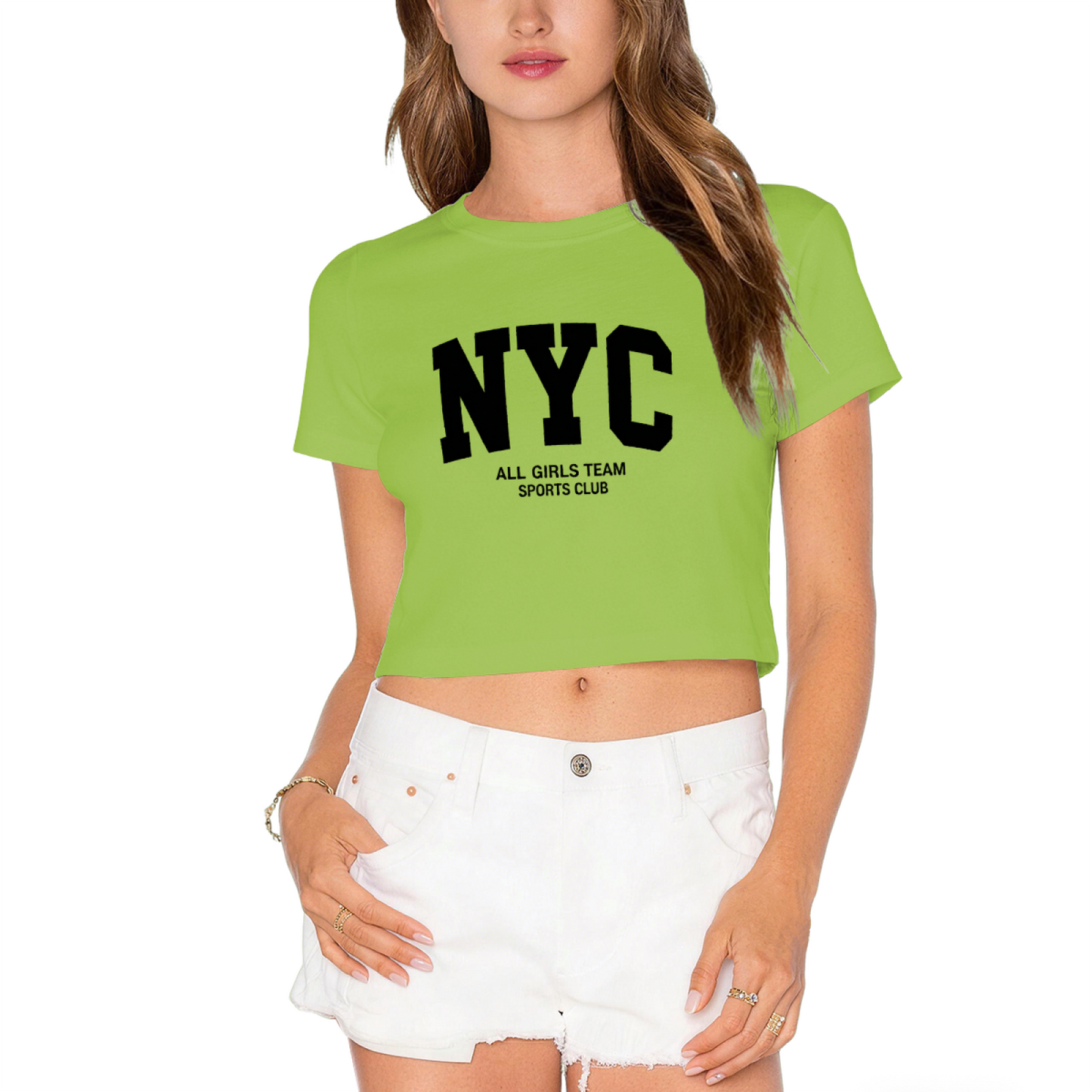 NYC All Girls Sports Club Retro Varsity Red Crop Tee