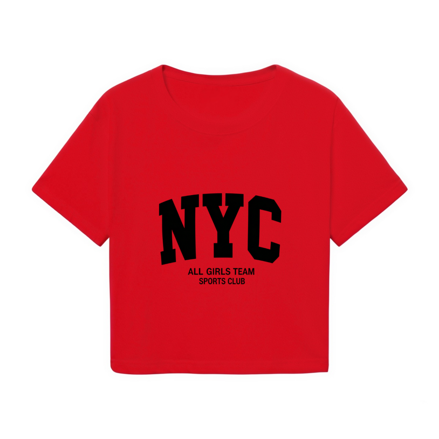 NYC All Girls Sports Club Retro Varsity Red Crop Tee