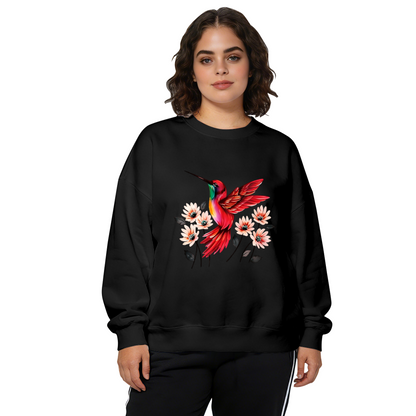 Sparkly Glitter?Style Purple Bow Graphic Black Crewneck Sweatshirt