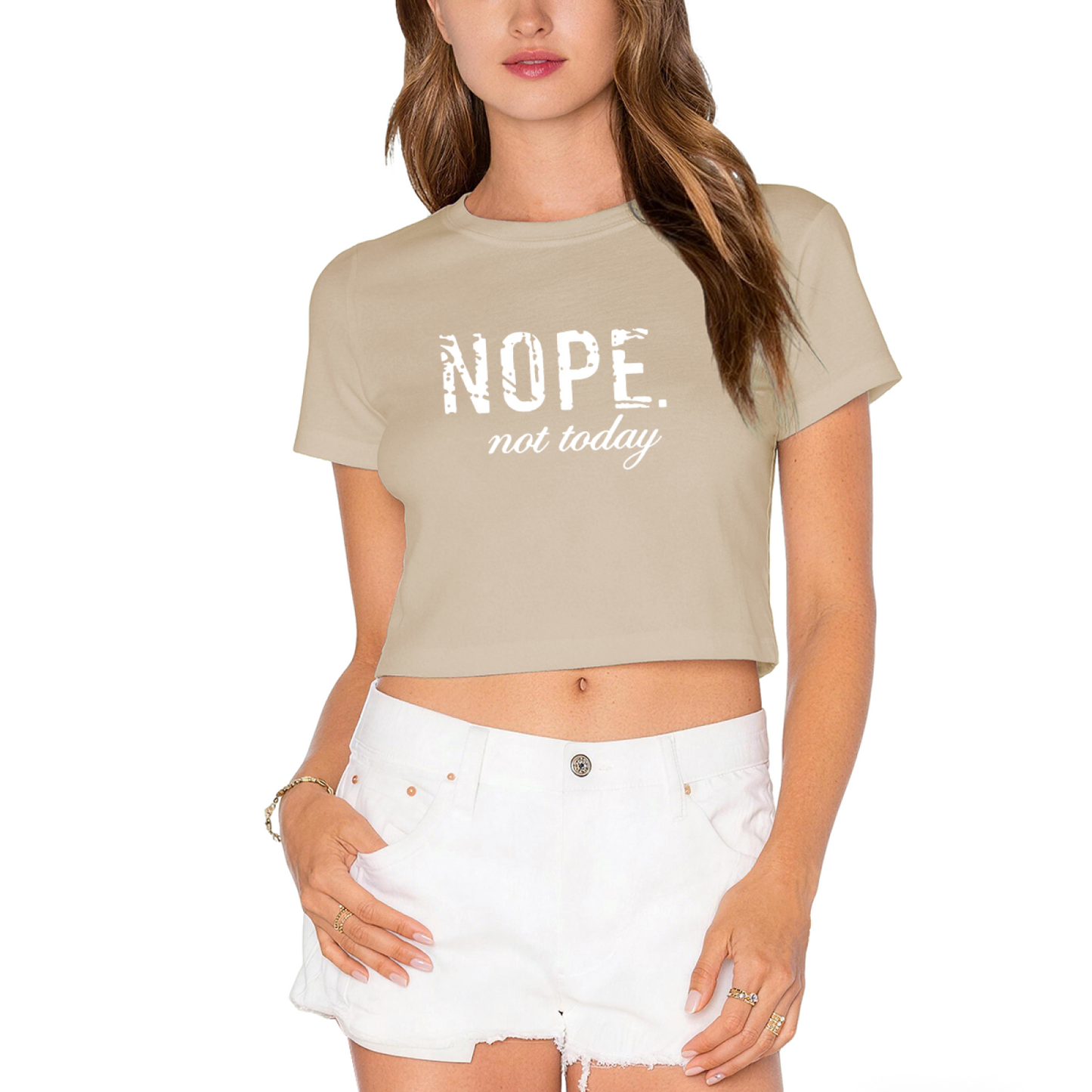 NOPE Not Today Vintage Distressed Black Crop Top ¨C Sassy Anti-Mood Statement Women Tee