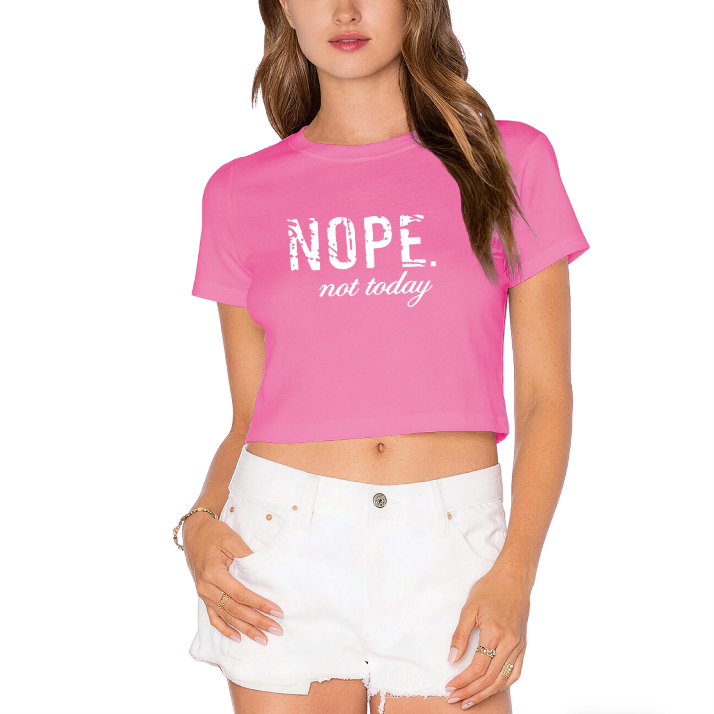 NOPE Not Today Vintage Distressed Black Crop Top ¨C Sassy Anti-Mood Statement Women Tee