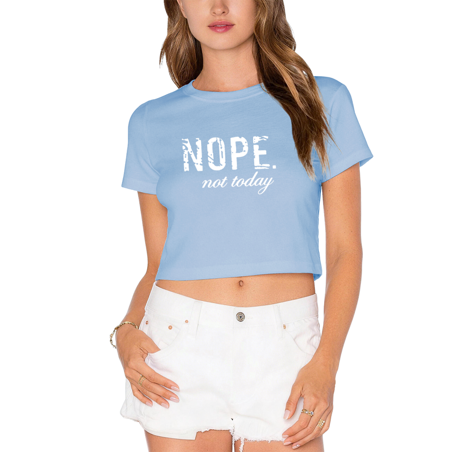 NOPE Not Today Vintage Distressed Black Crop Top ¨C Sassy Anti-Mood Statement Women Tee