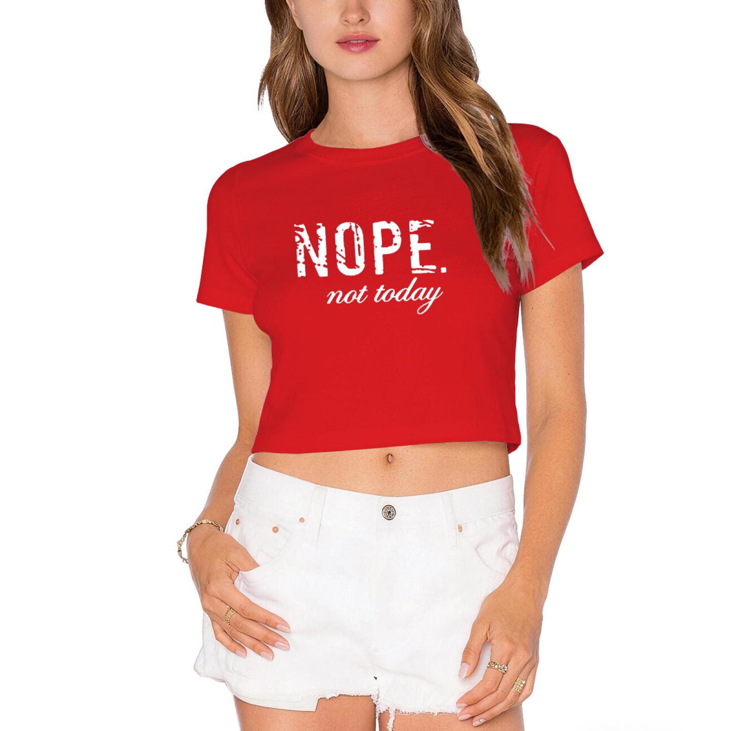 NOPE Not Today Vintage Distressed Black Crop Top ¨C Sassy Anti-Mood Statement Women Tee