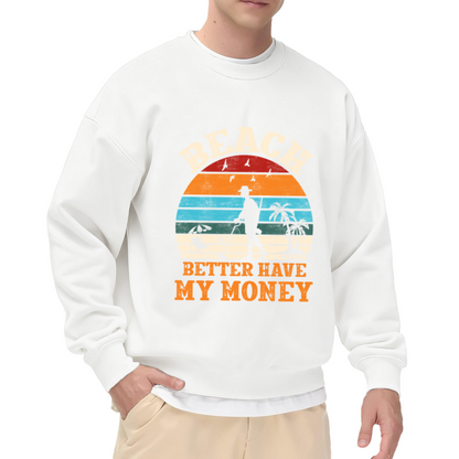 Retro Sunset Beach Metal Detector Funny Sweatshirt
