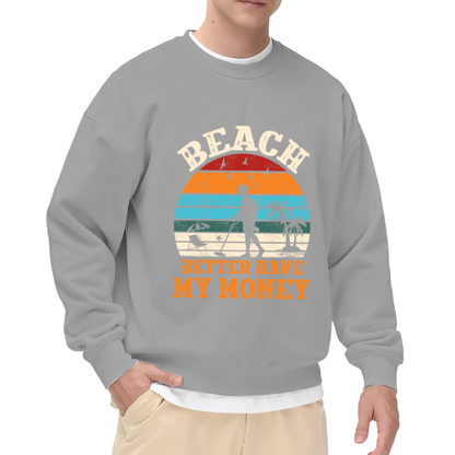 Retro Sunset Beach Metal Detector Funny Sweatshirt
