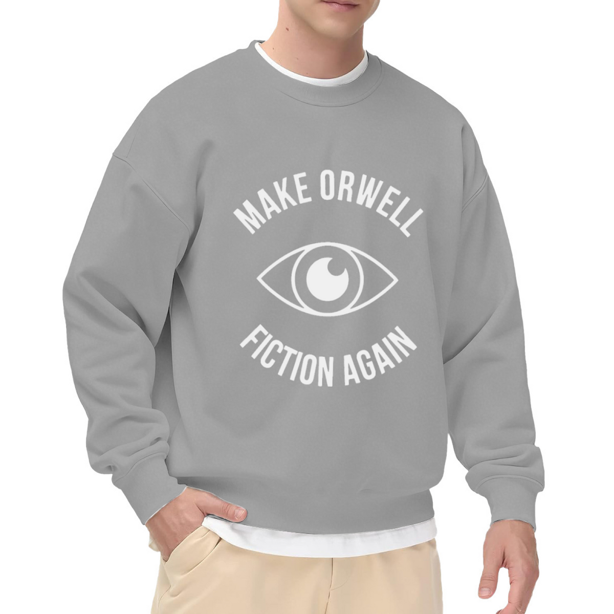 Make Orwell Fiction Again Big Eye Graphic Crewneck Sweatshirt