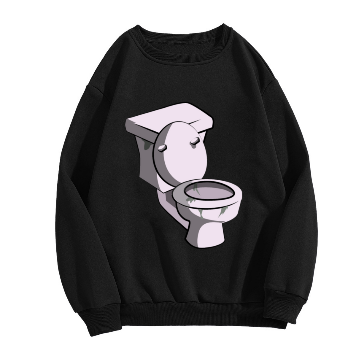 Funny Cartoon Toilet Weird Unique Graphic Crewneck Sweatshirt