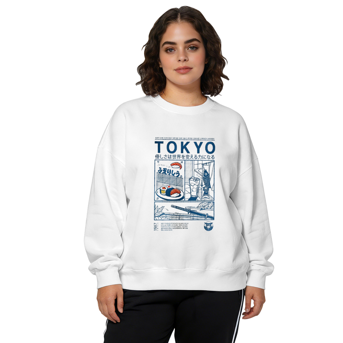 Retro Tokyo Japanese Comic Art Graphic Crewneck Sweatshirt