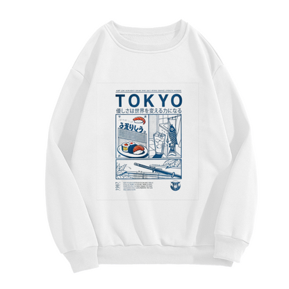 Retro Tokyo Japanese Comic Art Graphic Crewneck Sweatshirt