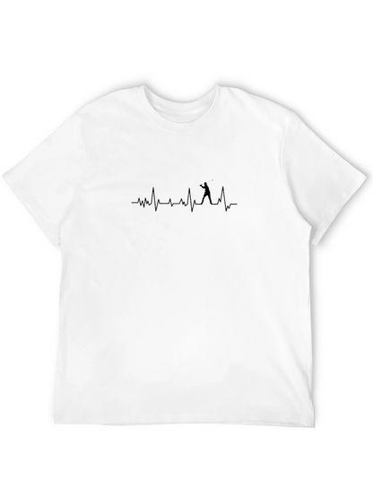 Black T-Shirt with Golf Heartbeat Design
