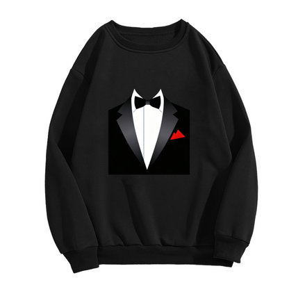 Fake Tuxedo Bow Tie Funny Graphic Crewneck