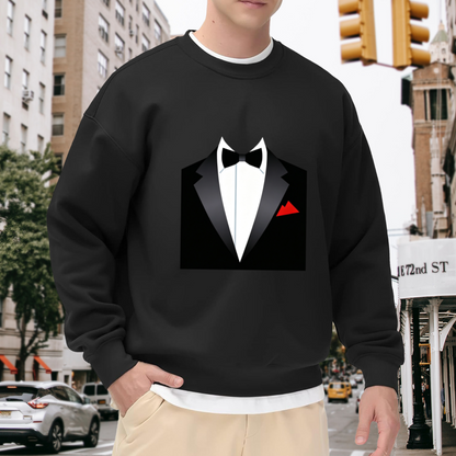 Fake Tuxedo Bow Tie Funny Graphic Crewneck