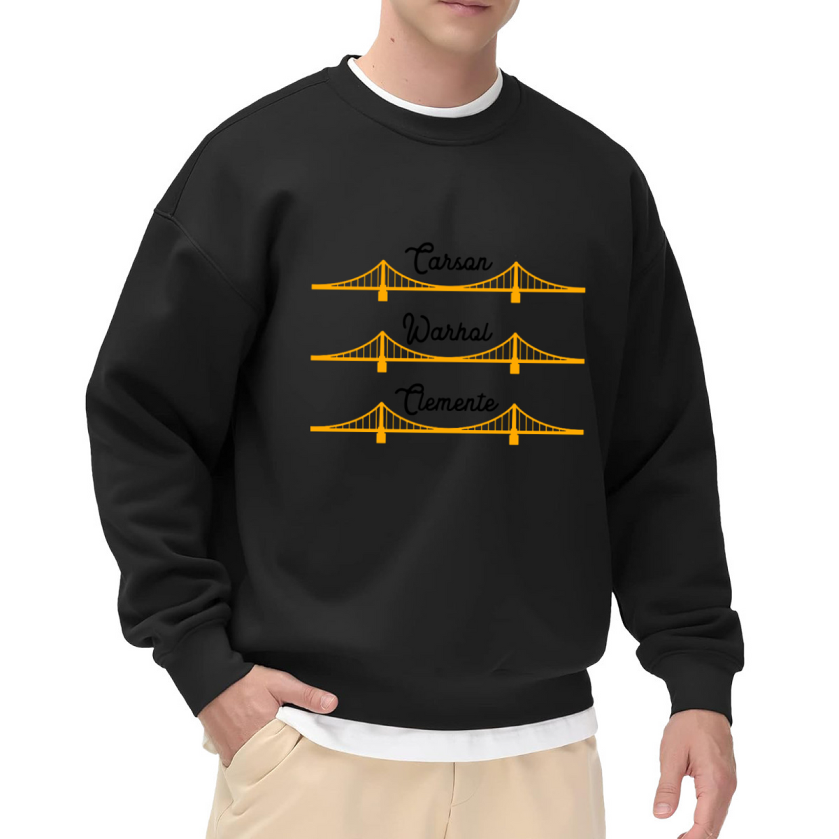 Three Golden Bridge Carson Warhal Clemente Art Crewneck Sweatshirt