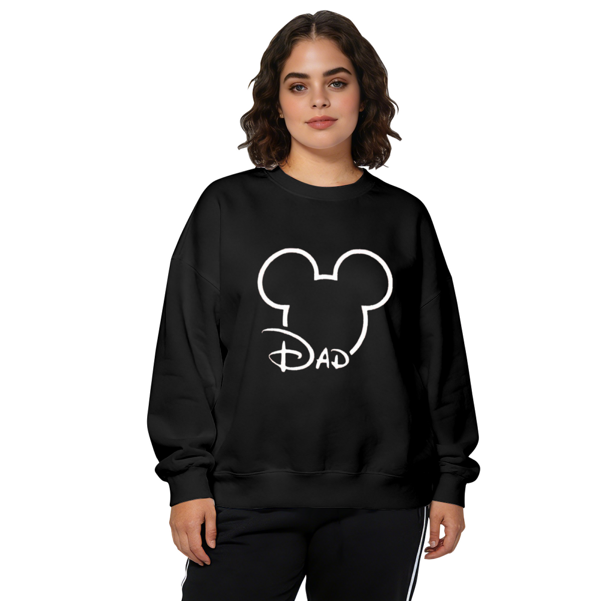 Mickey Mouse Dad Minimal Outline Crewneck Sweatshirt