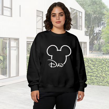 Mickey Mouse Dad Minimal Outline Crewneck Sweatshirt