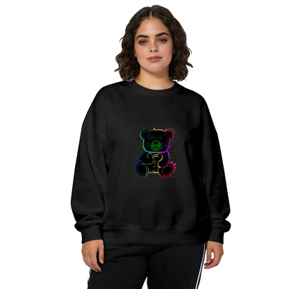 Vibrant Neon Splash Teddy Bear Crewneck Sweatshirt