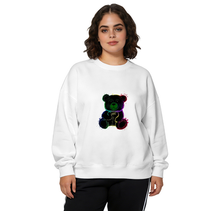 Vibrant Neon Splash Teddy Bear Crewneck Sweatshirt