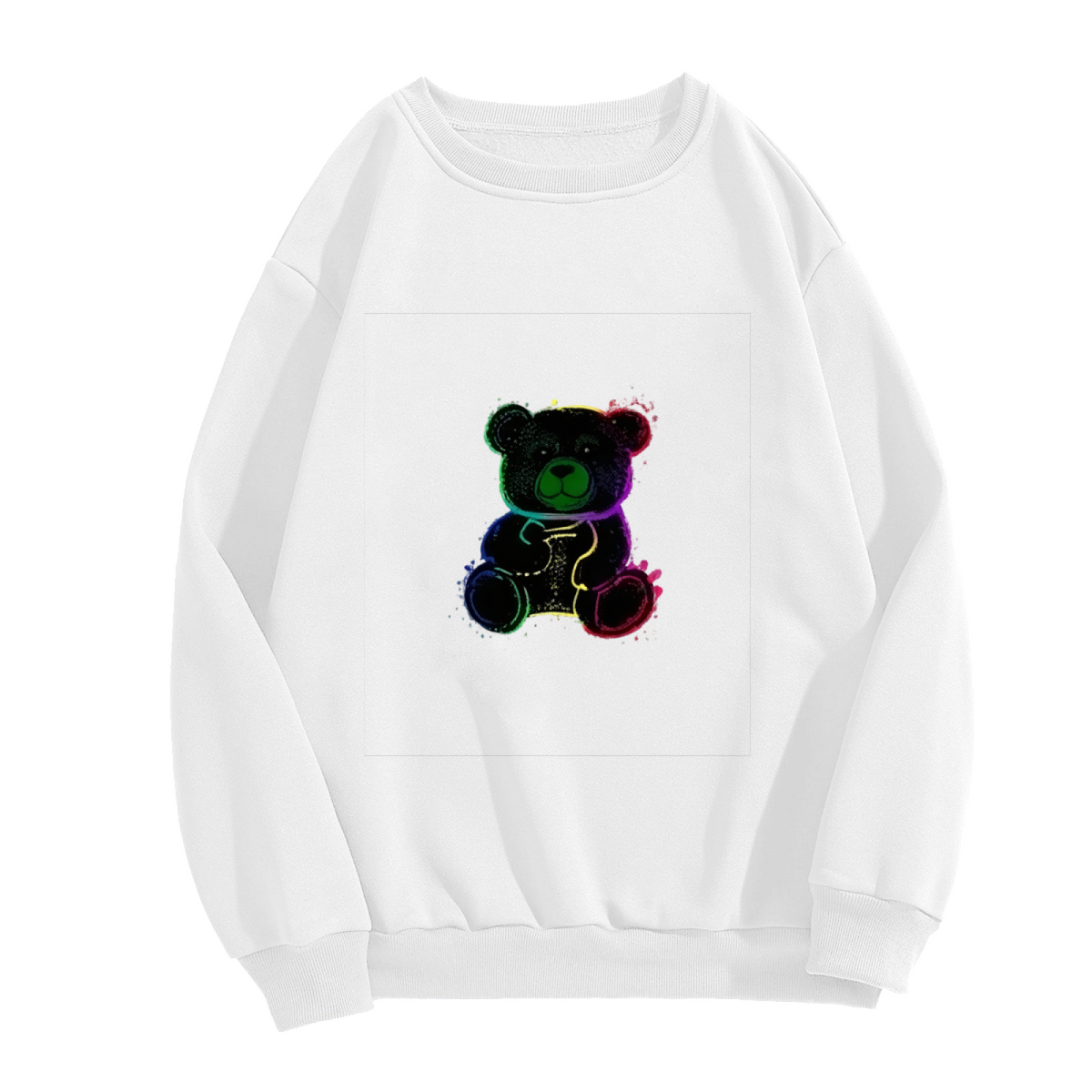 Vibrant Neon Splash Teddy Bear Crewneck Sweatshirt