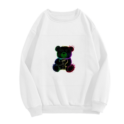 Vibrant Neon Splash Teddy Bear Crewneck Sweatshirt