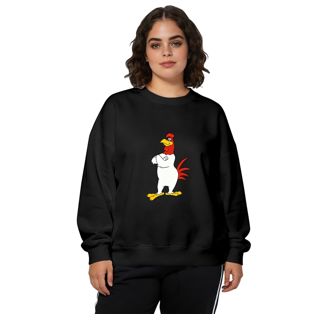 Cool Cartoon Rooster Graphic Crewneck Sweatshirt