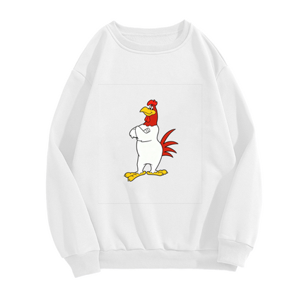 Cool Cartoon Rooster Graphic Crewneck Sweatshirt