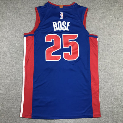 Men's Detroit Pistons Derrick Rose Blue 2021/22 Fast Break Replica Jerseys